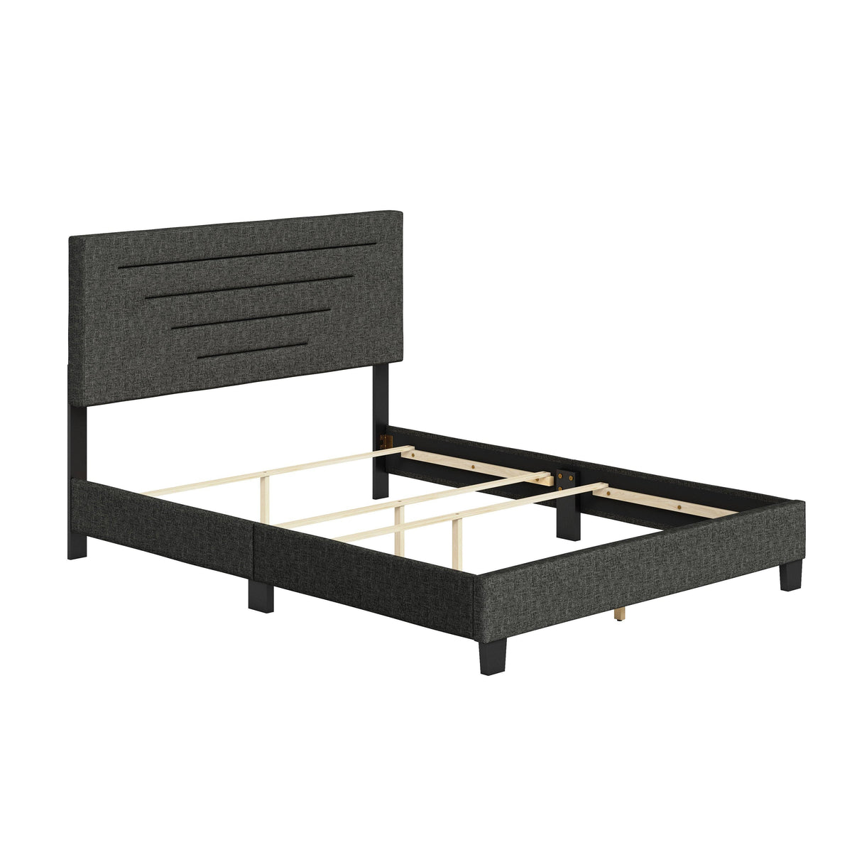 Charcoal Full Linen Bed Frame S3108
