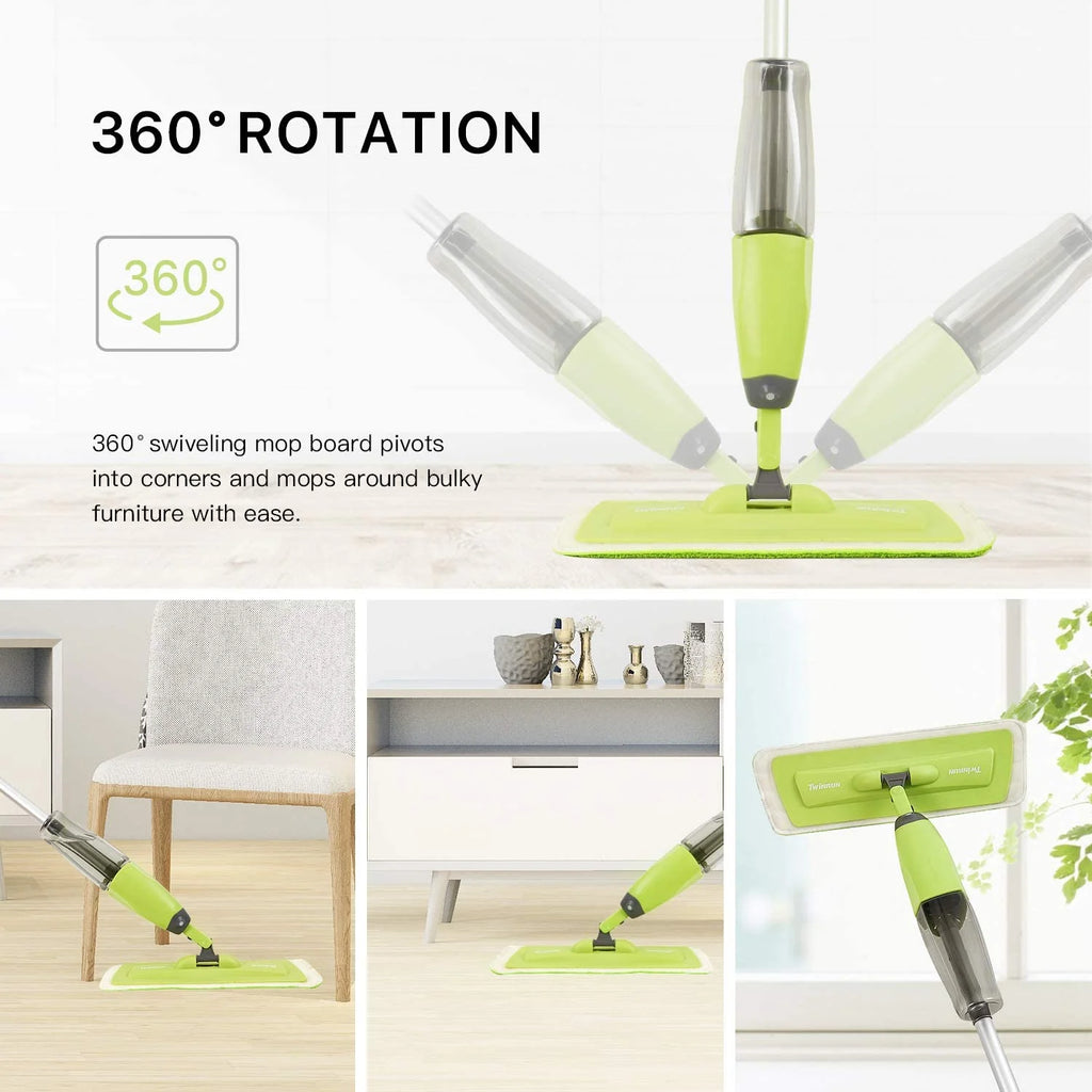 Microfiber Spray Mop with 2 Refillable Water Bottles, 4 Washable Mop Pads, 650 ml V22447