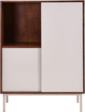 Two Tone Sliding Door Cabinet with Shelves R9654