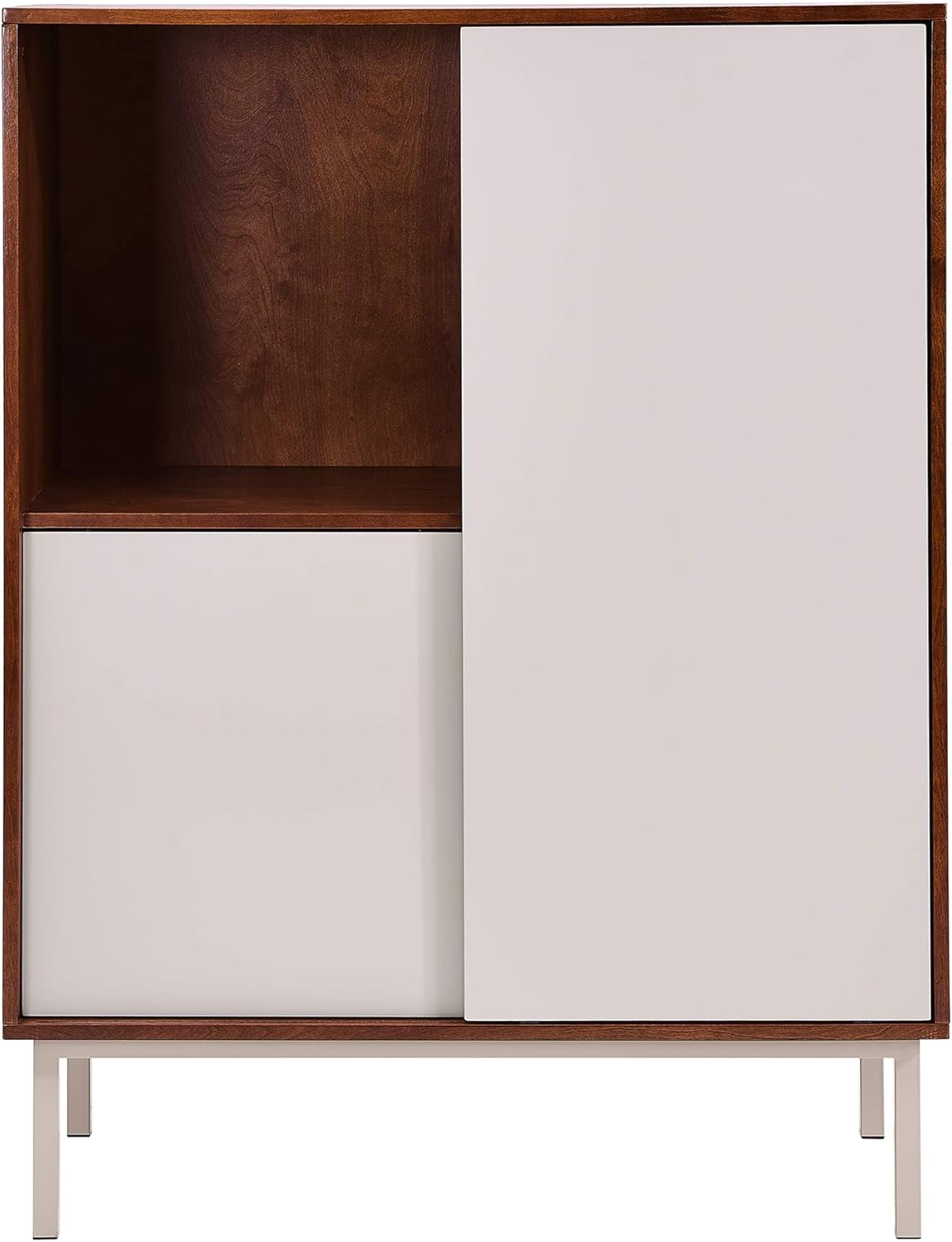 Two Tone Sliding Door Cabinet with Shelves R9654