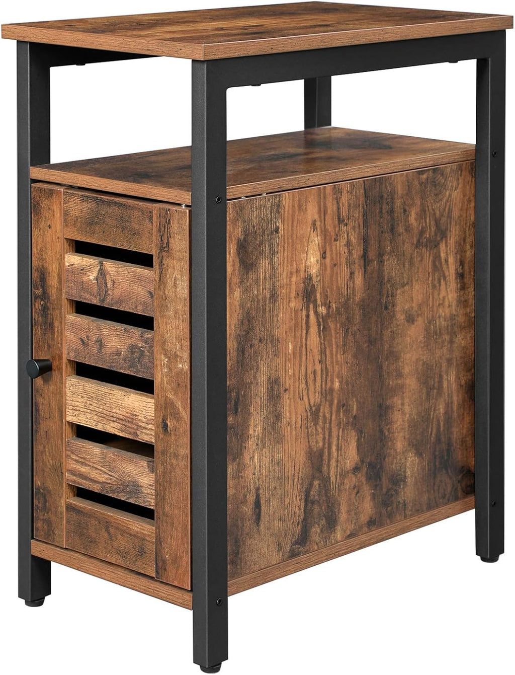 Rustic Brown Side Table with Storage Shelf I3907