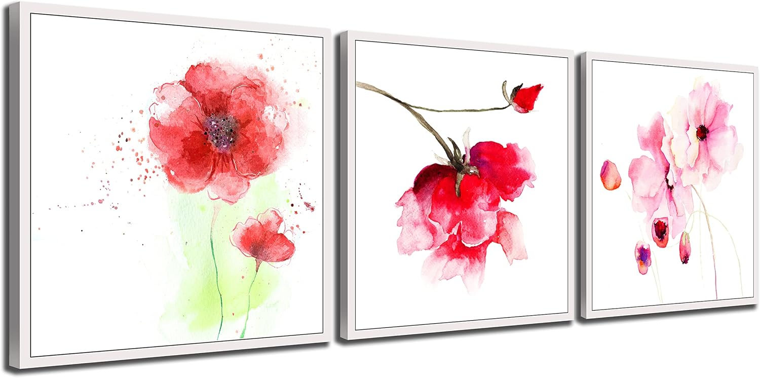 Red Plum Blossom Canvas Prints 3 Pcs Framed 16x16inches T271938