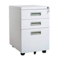 White 3-Drawer Mobile Metal File Cabinet F44825