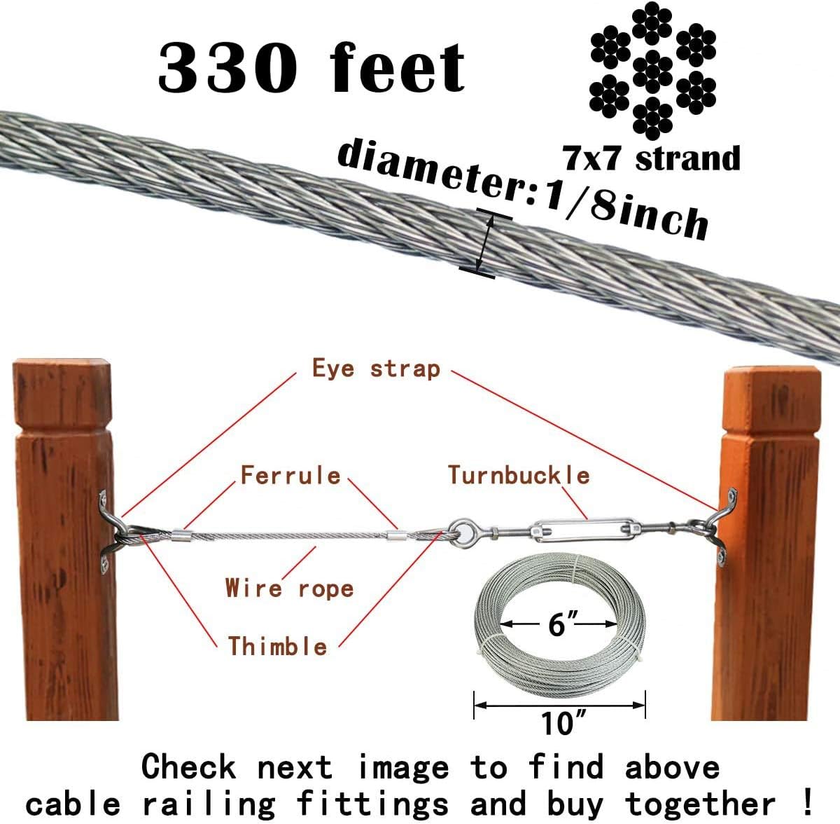 1/8 Galvanized Steel Wire Rope Cable for Railing Q381