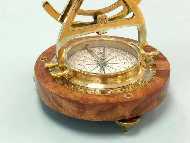 Solid Brass Alidade Compass 14 in. Telescopes Decorative Accent Y7628
