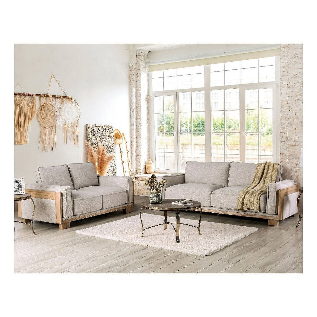 Fabric Upholstered 2-Piece Sofa Set in Light Brown H53236
