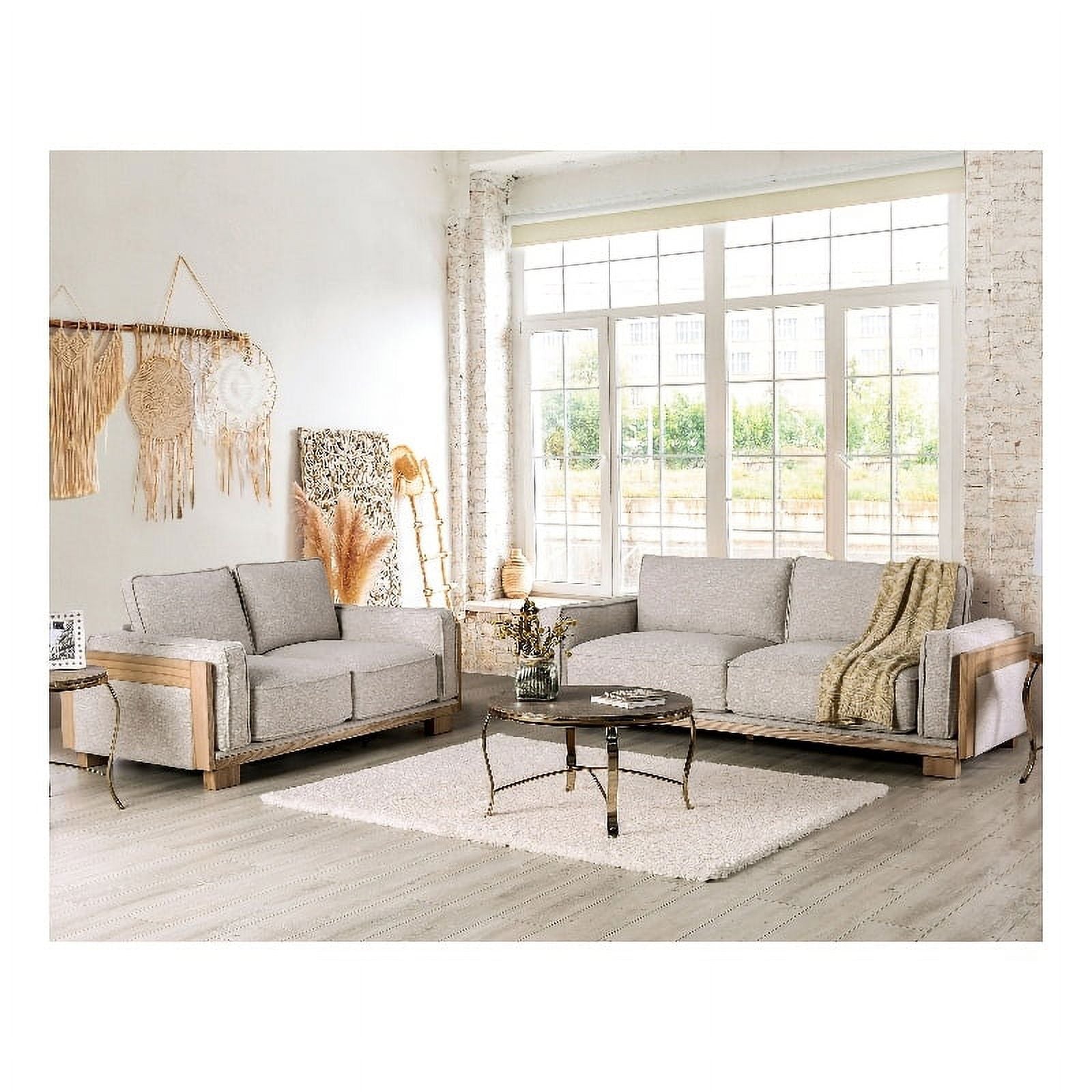 Fabric Upholstered 2-Piece Sofa Set in Light Brown H53236
