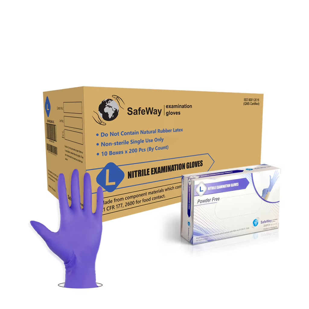 Nitrile Disposable Exam Gloves, Large, 2000/Box, Textured Fingertips Y82408