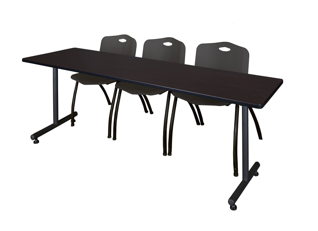 Mahogany Training Table and 2 Stack Chairs X598