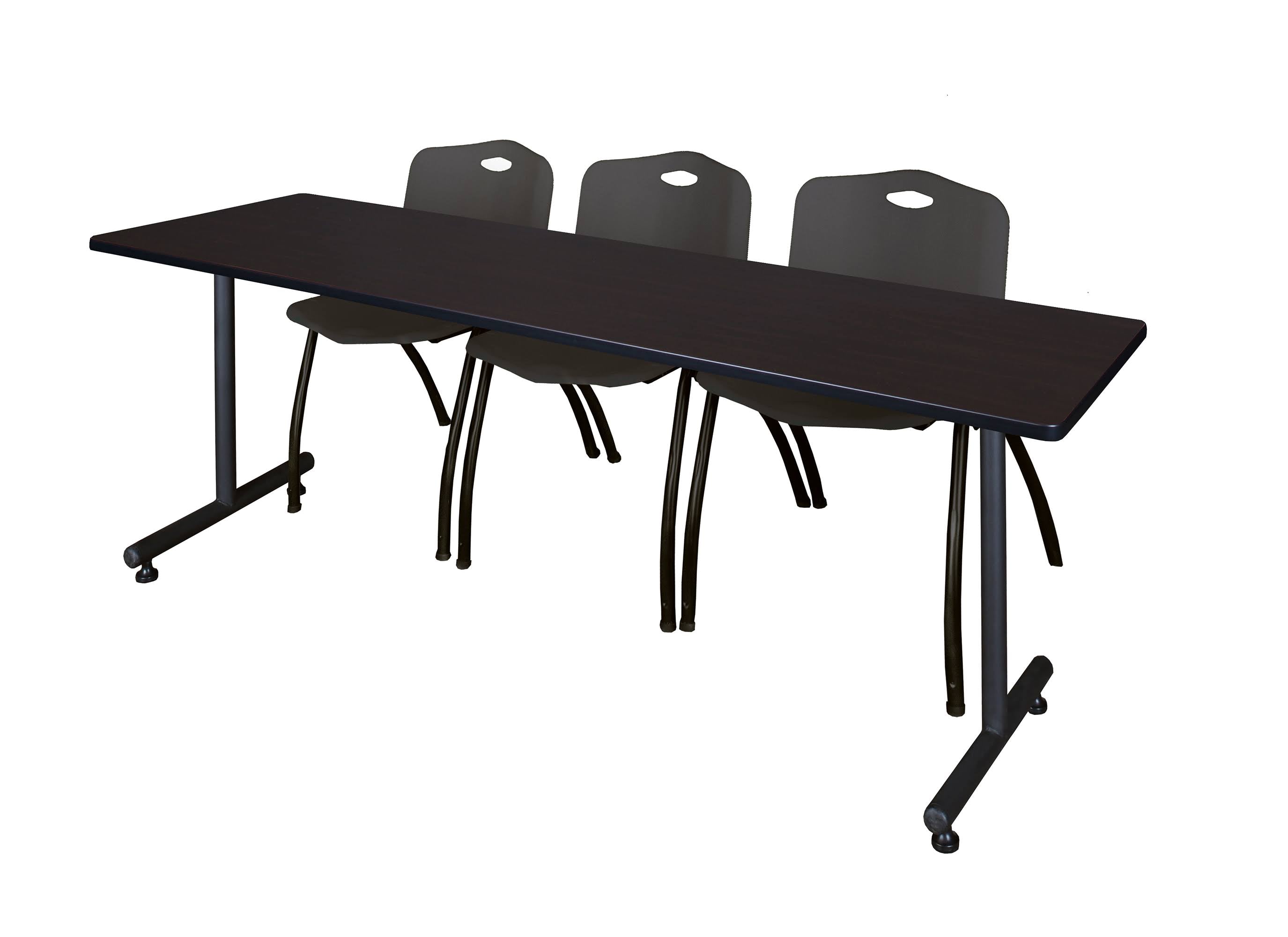 Mahogany Training Table and 2 Stack Chairs X598