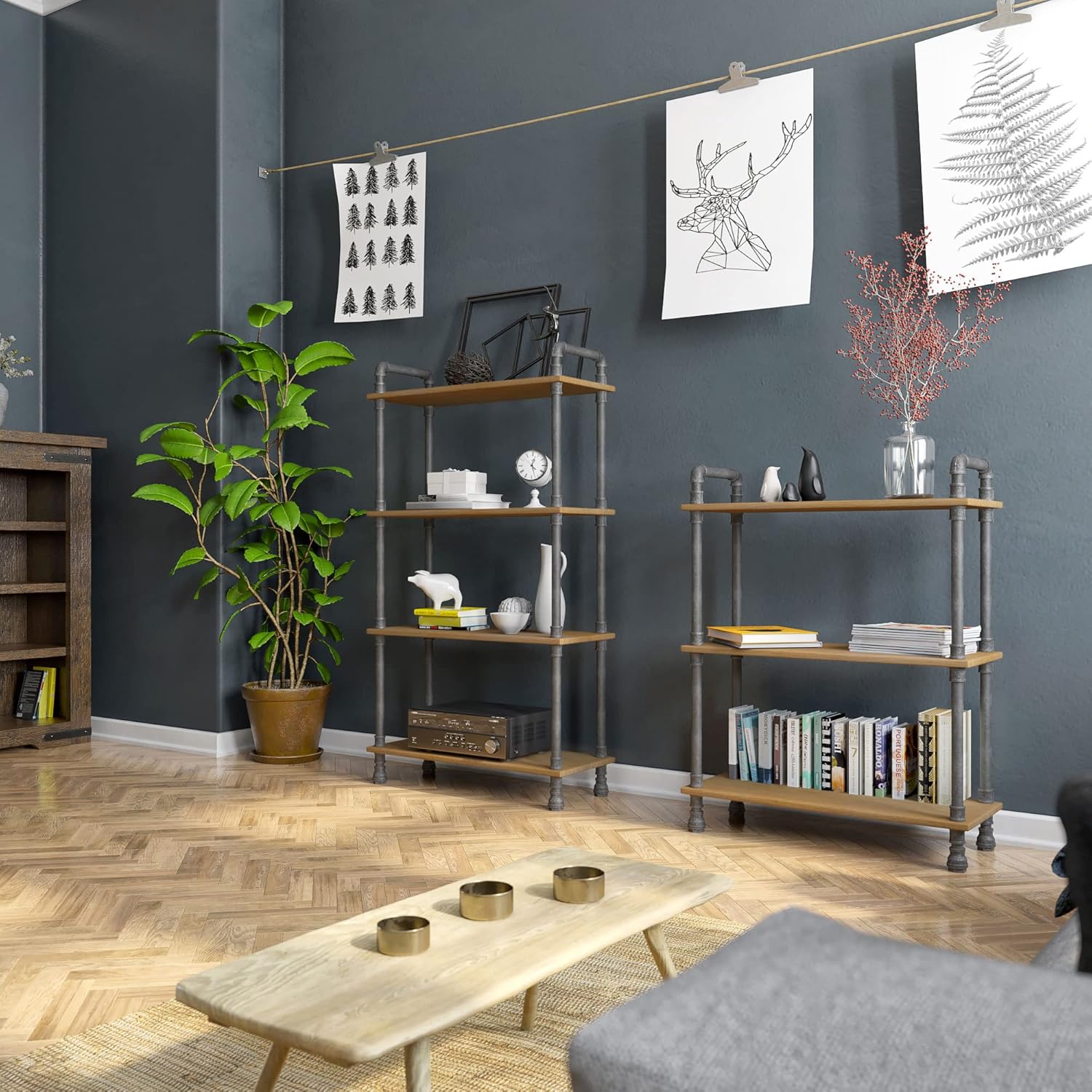 Natural 4-Tier Solid Pine Open Wood Bookcase D83359