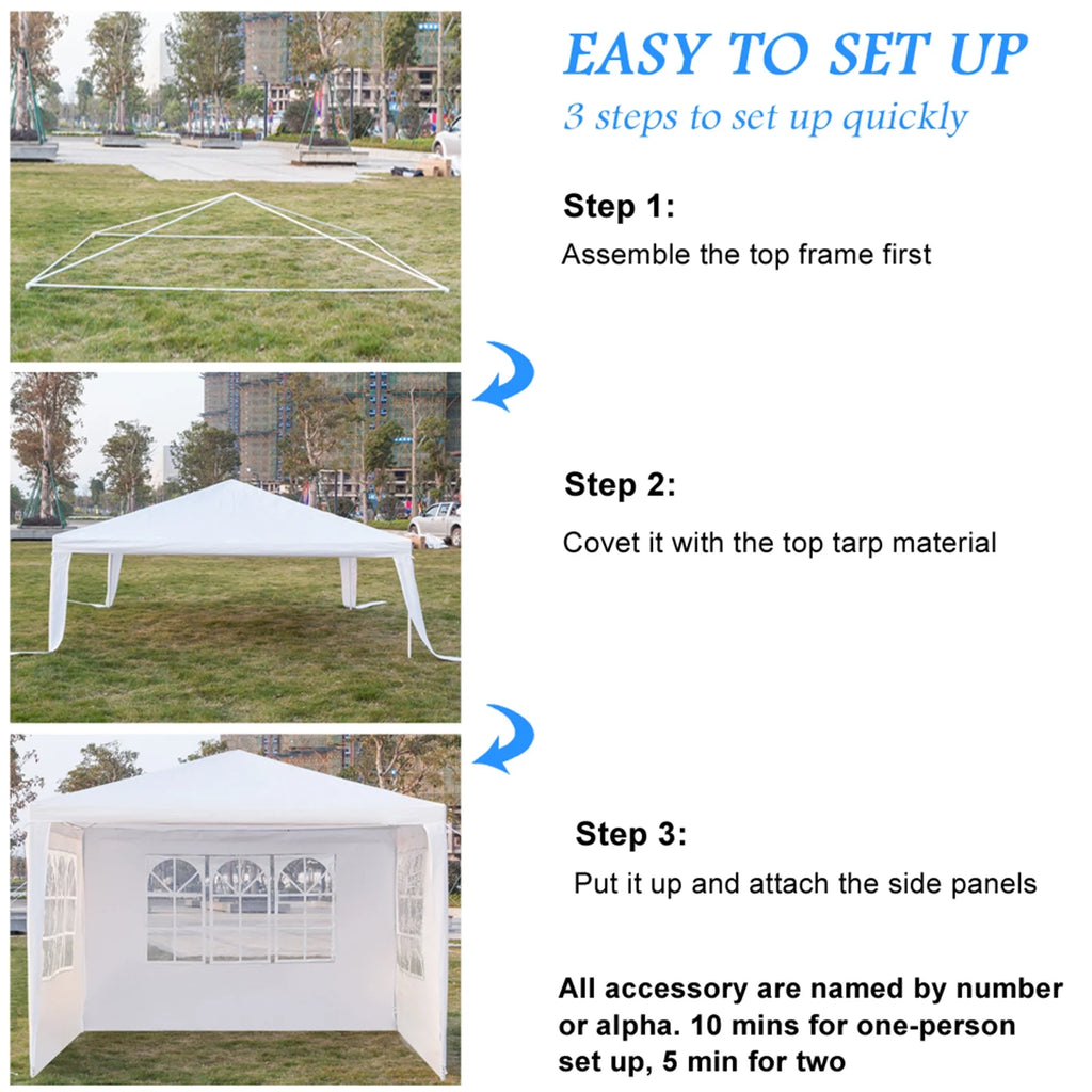 White Three Sides Waterproof Tent with Spiral Tubes Y658