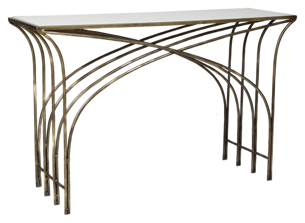 Gold and White Marble Console Table G144225