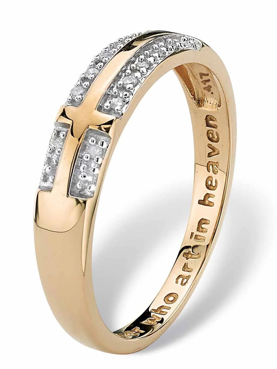 Diamond Accent 10k Yellow Gold Cross Ring Y58075