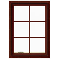 28 in. x 40 in. Red Painted Clad Wood Left-Handed Casement Window with Colonial Grids K166