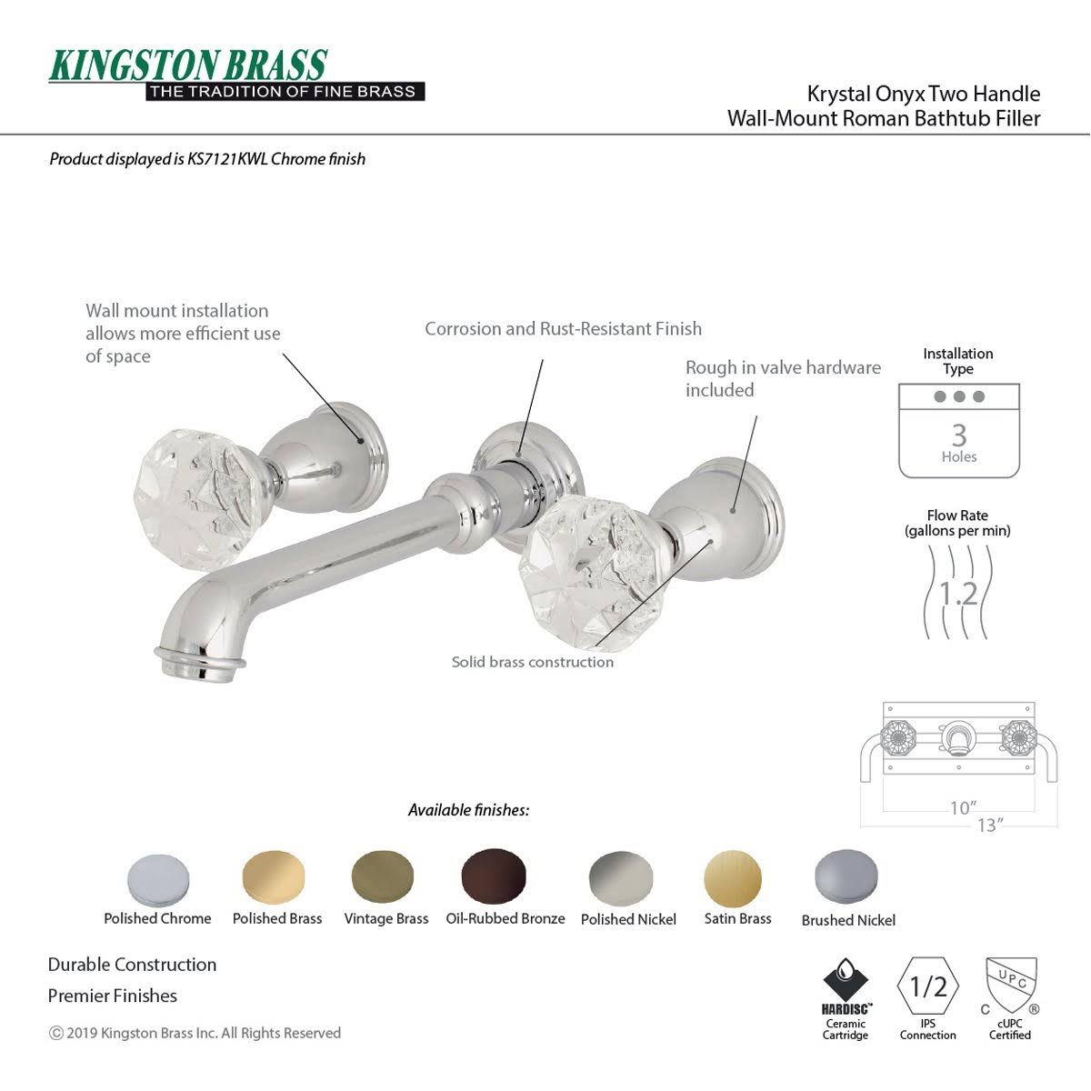 Polished Chrome Wall Mount Bathroom Faucet V23197