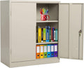 White Metal Storage Cabinet with Locking Doors and 2 Adjustable Shelves G22515