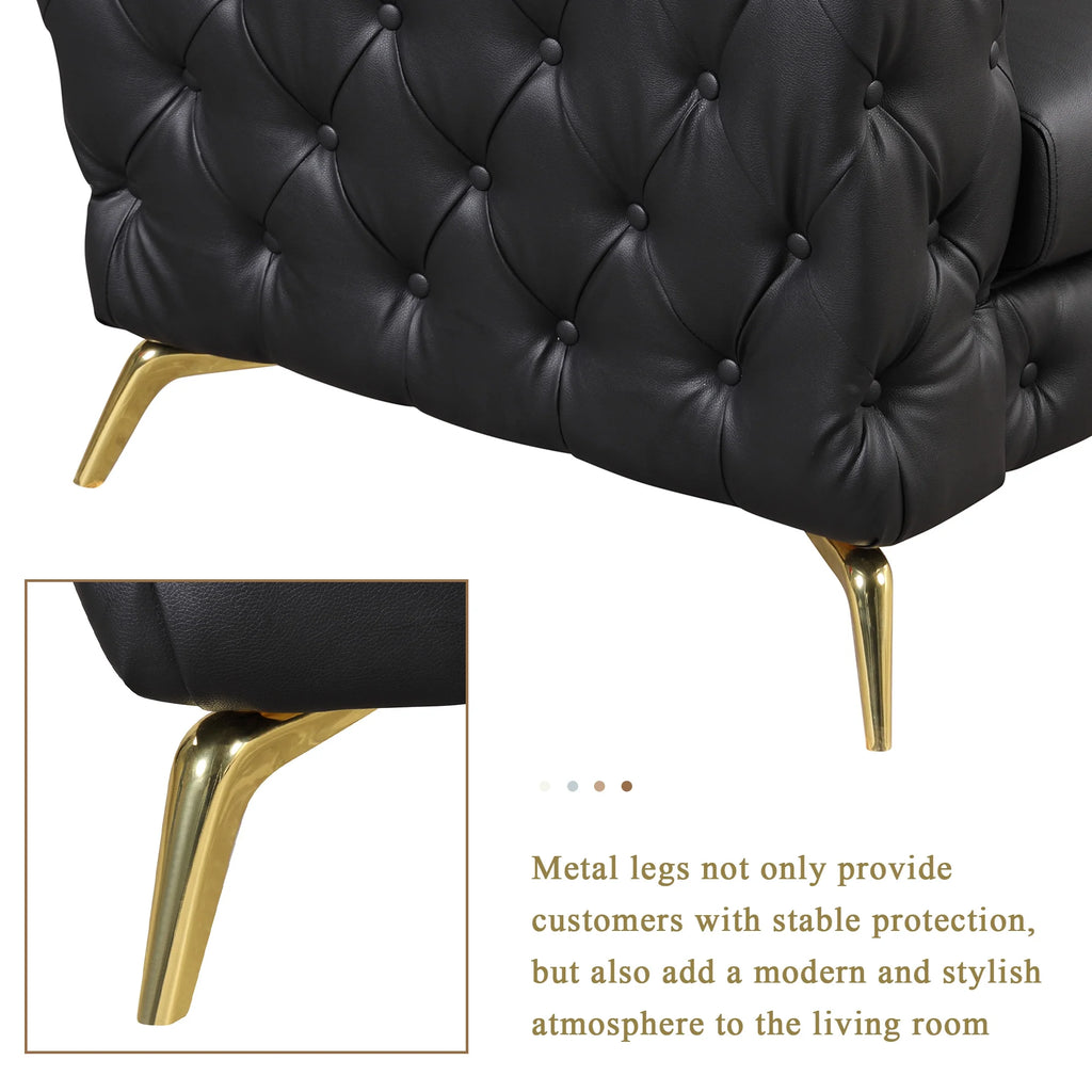 Black PU Upholstered Sofa with Metal Legs S899659