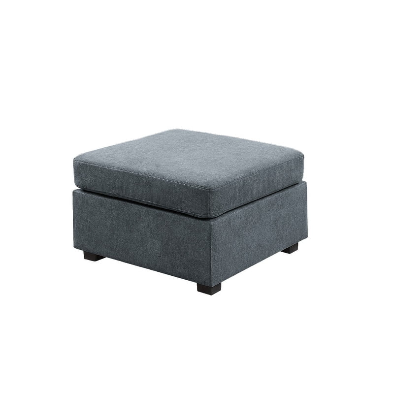 Gray Woven Fabric 6-Seater Sectional Sofa with Ottoman C3216