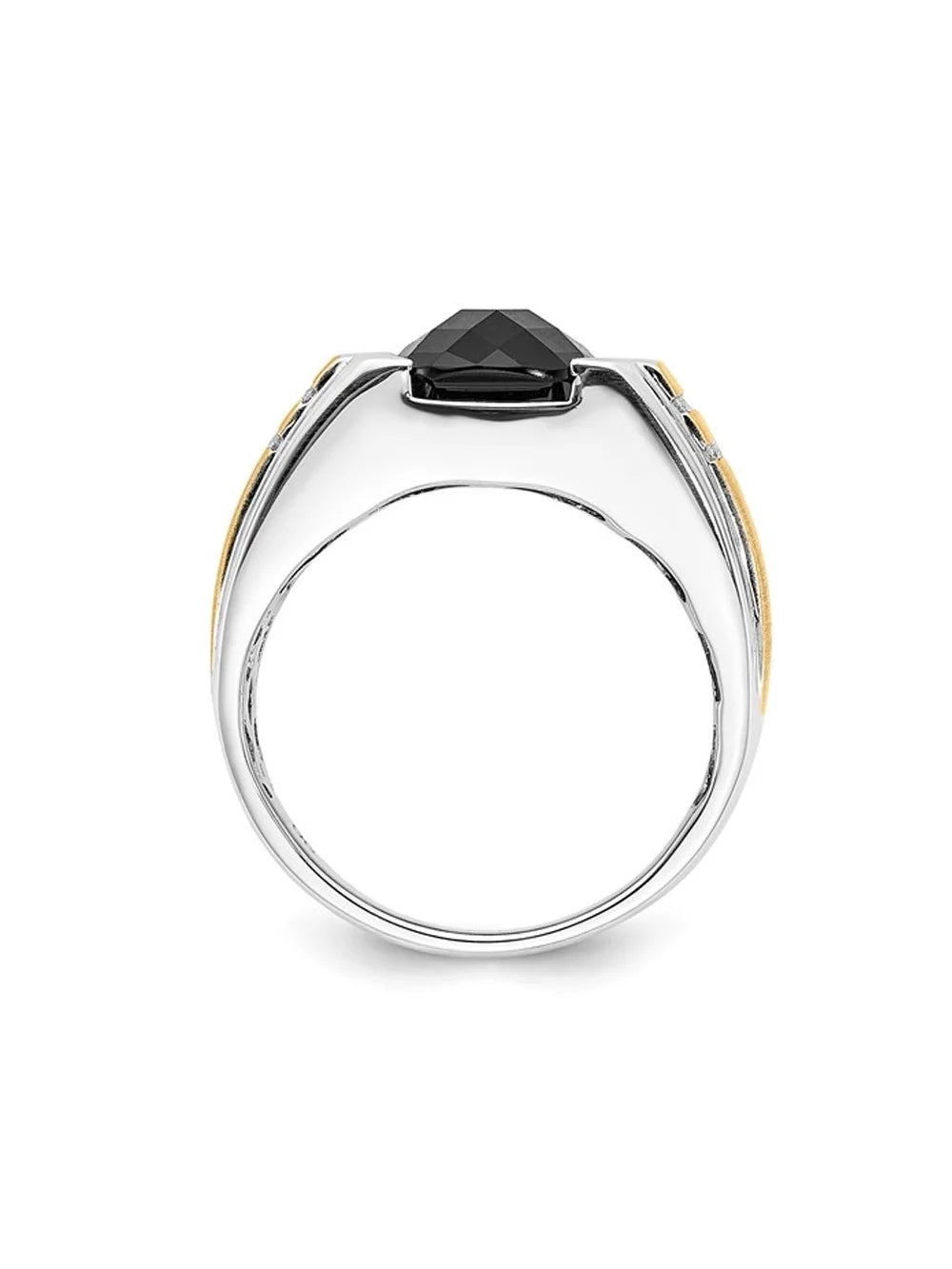 Black Onyx Ring with Diamonds in Sterling Silver Z214