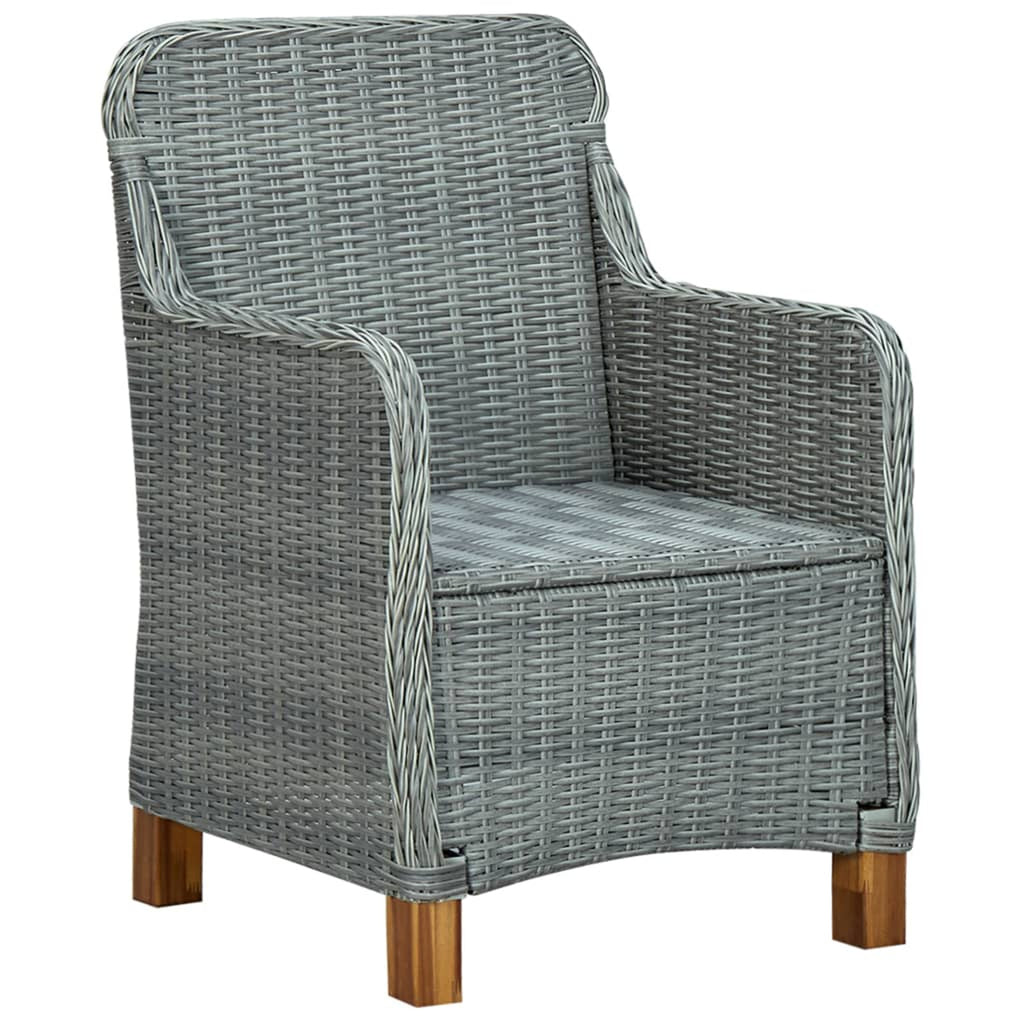 Gray Poly Rattan Patio Chairs with Cushions 2 pcs B167