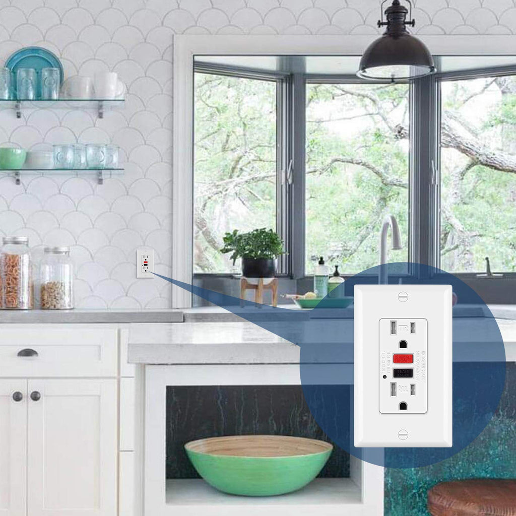 (10 Pack) 15 Amp Tamper-Resistant GFCI Receptacle Outlet with LED Indicator D69996