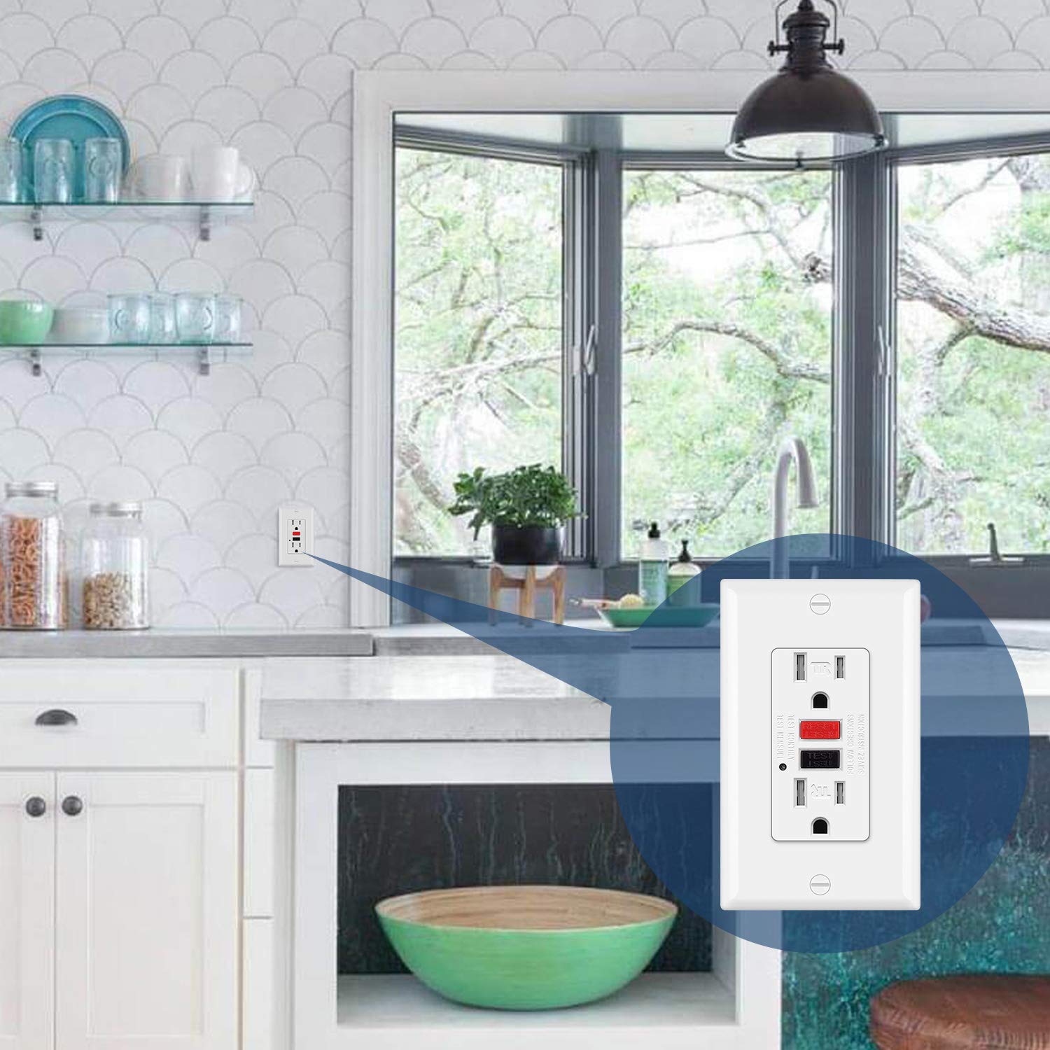 (10 Pack) 15 Amp Tamper-Resistant GFCI Receptacle Outlet with LED Indicator D69996