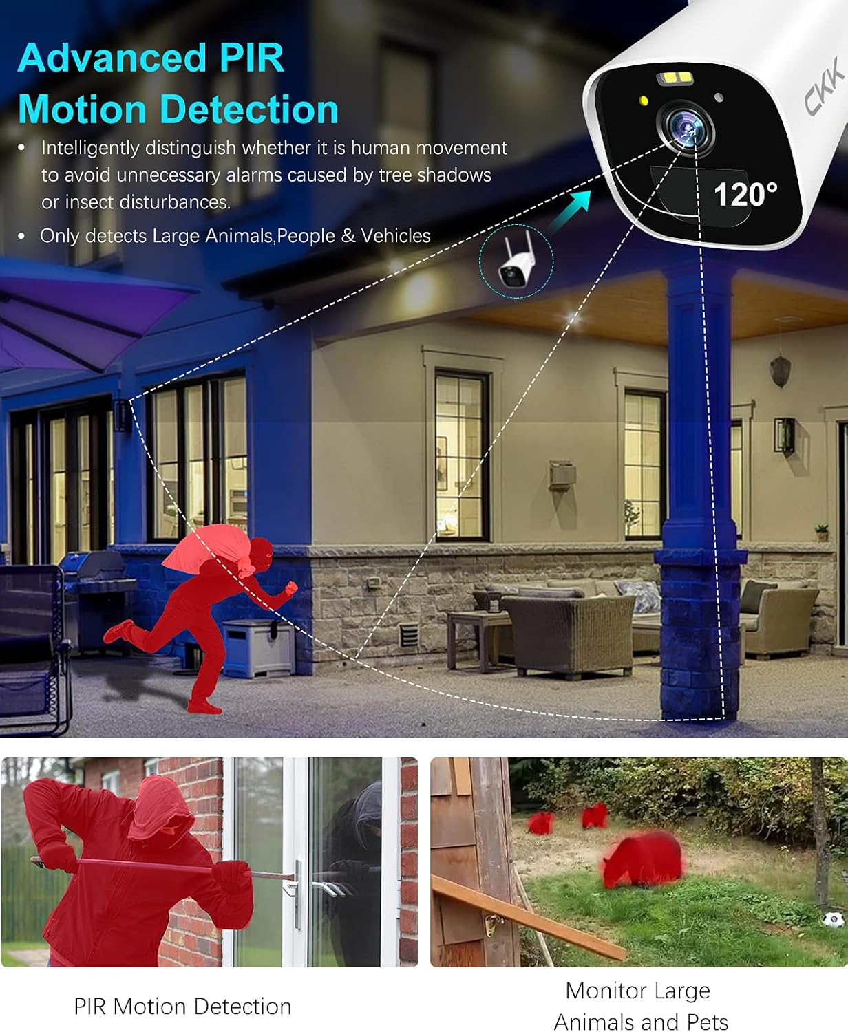 3MP Solar Powered Outdoor Security Camera with Rechargeable Battery I332200