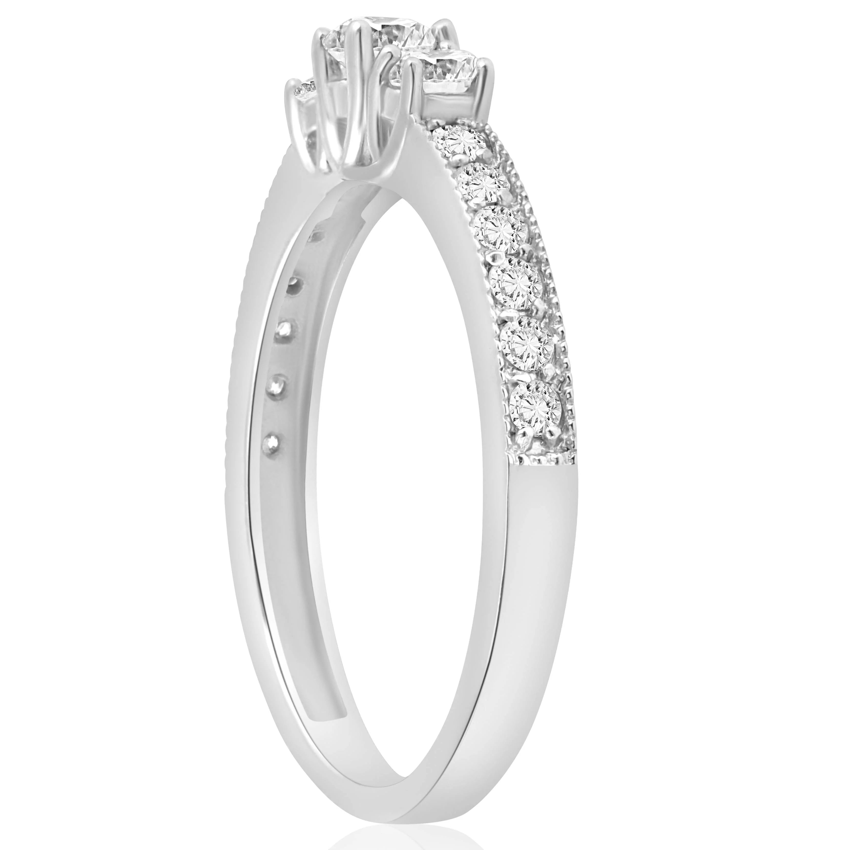 14K White Gold 3 Stone Diamond Ring J70848