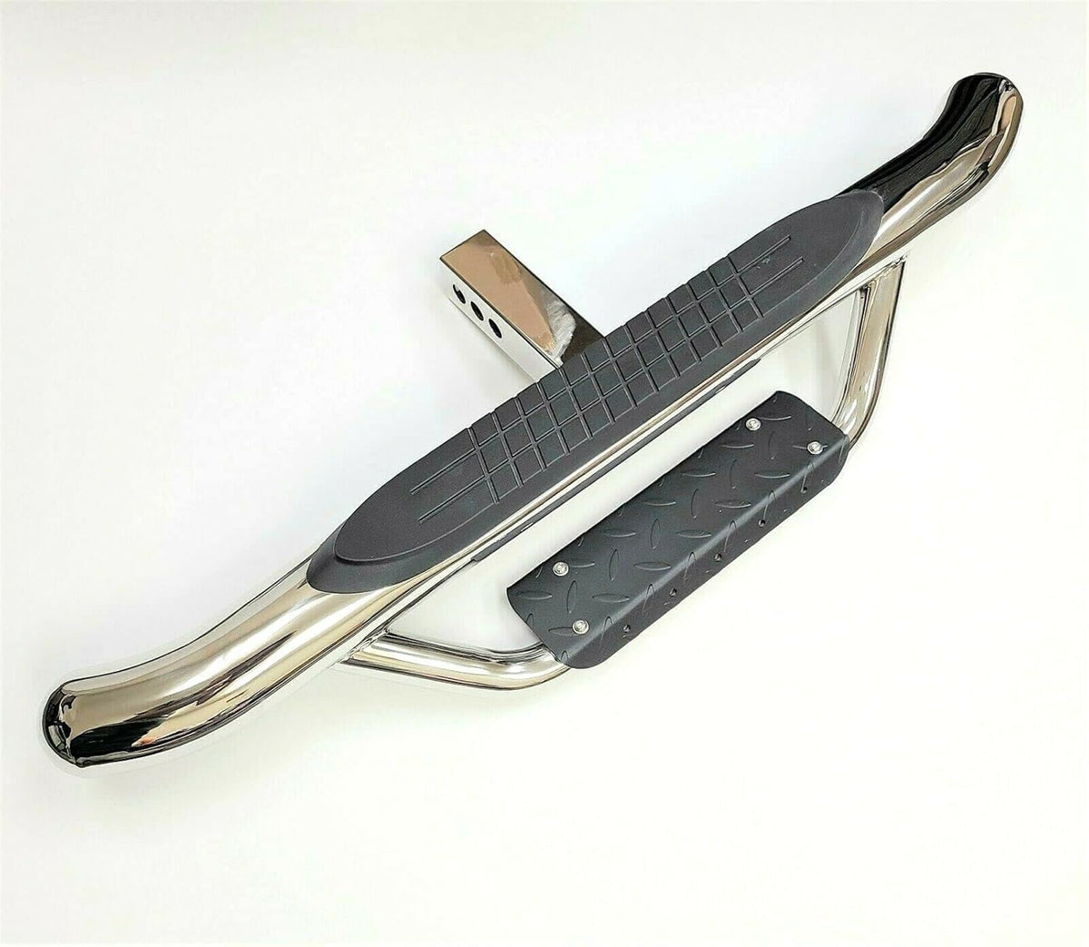 Chrome Towing Hitch Step Bar Drop Step 2" Receiver Round End Rear Bumper Guard A98172