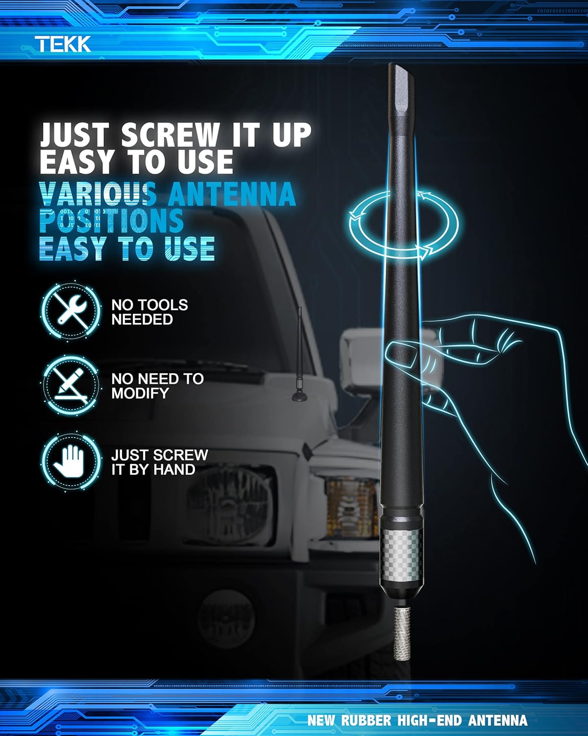 Carbon Fiber Stubby Antenna 7.9 Inches Flexible Rubber I7196