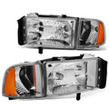 Chrome Housing Amber Headlight and Corner Lamp for Dodge Ram Truck E966