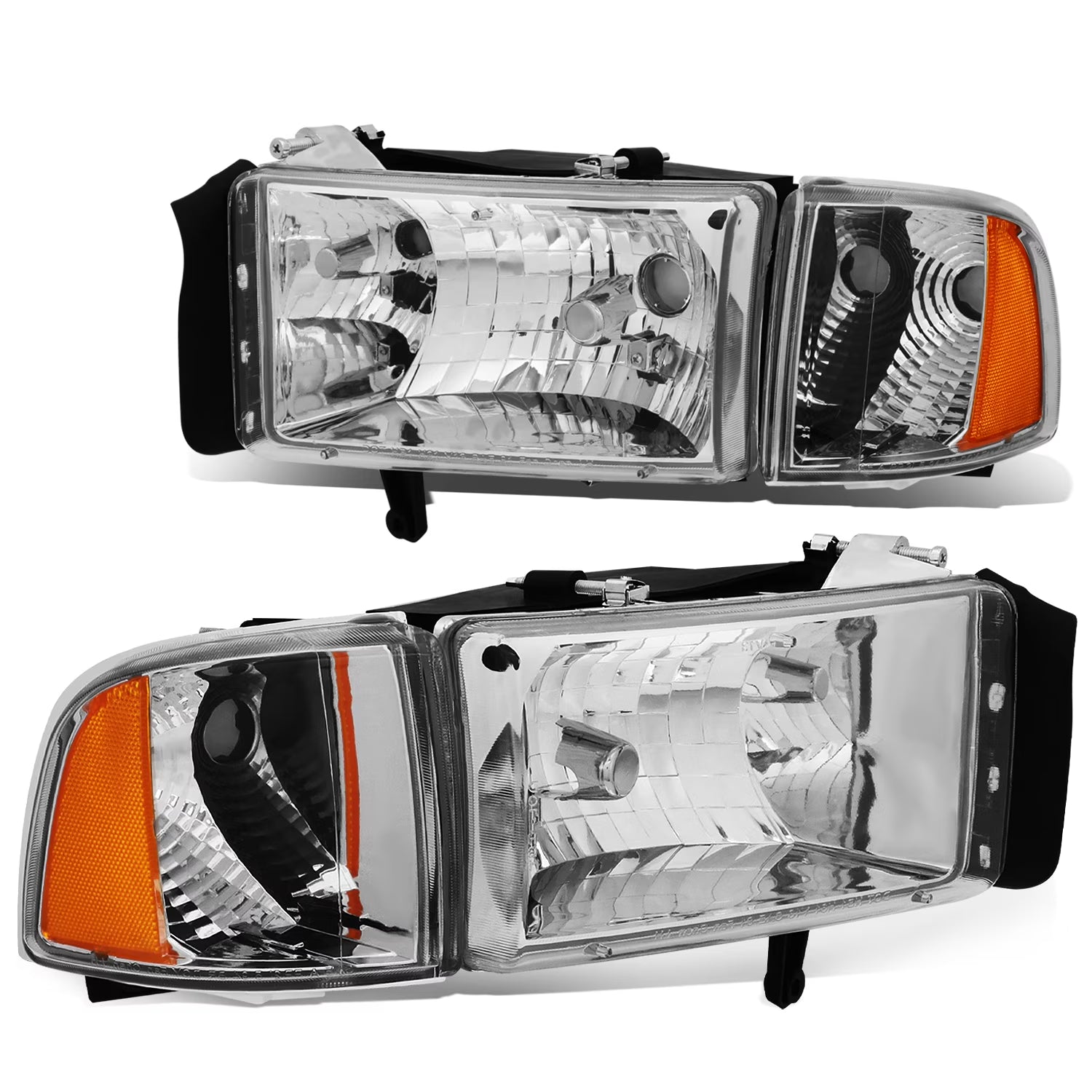 Chrome Housing Amber Headlight and Corner Lamp for Dodge Ram Truck E966