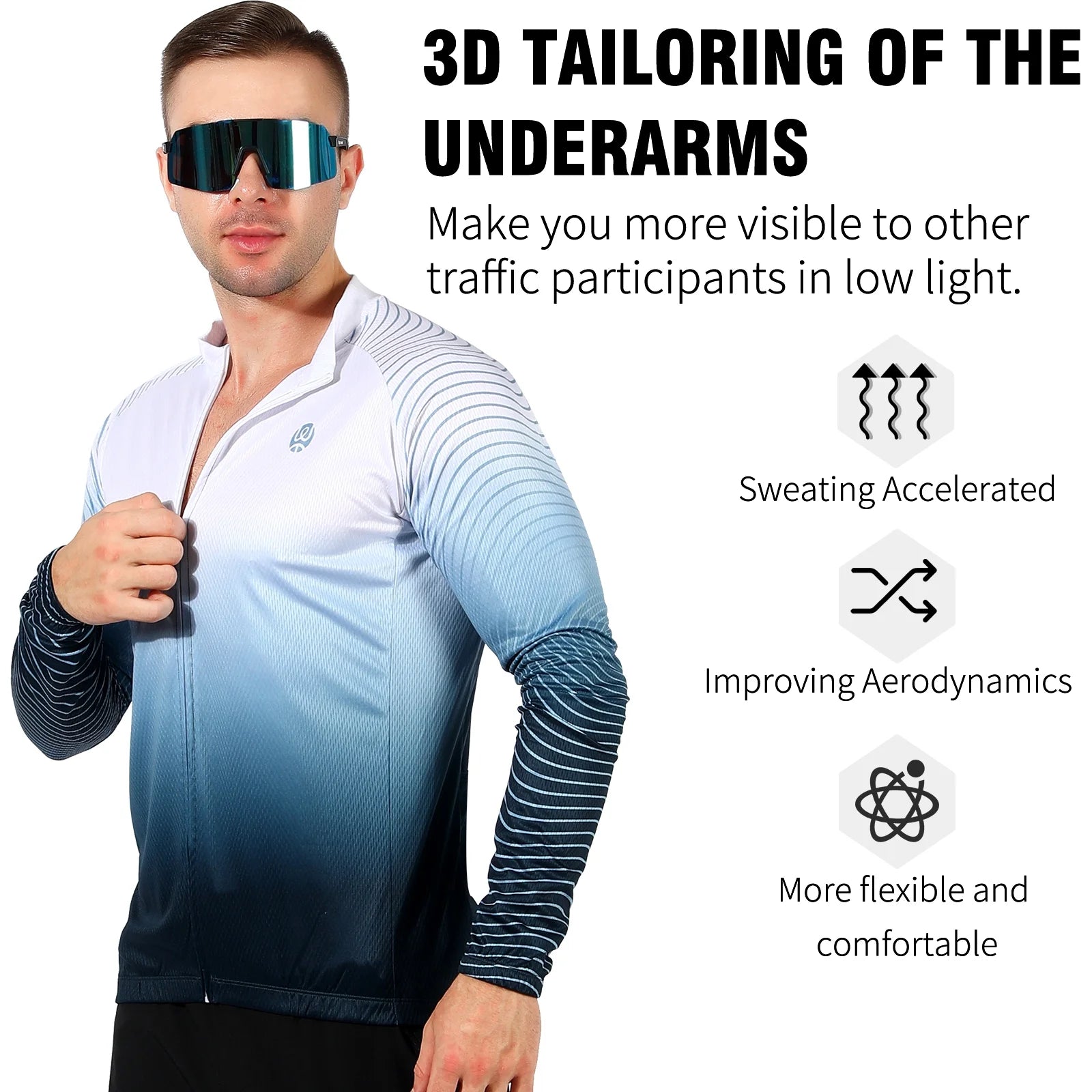 White Long-Sleeved Cycling Jersey J21203