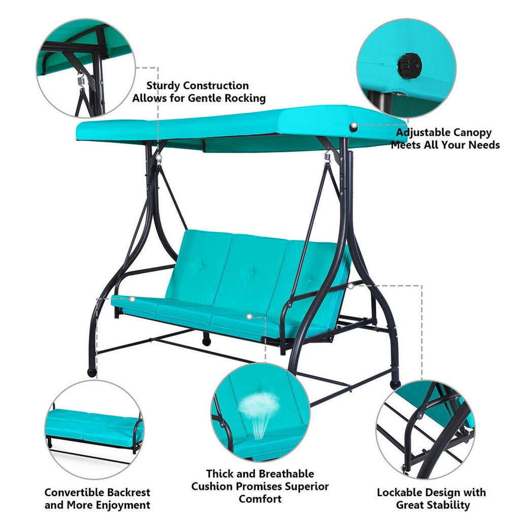 Black Patio Swing Canopy Hammock Glider R901