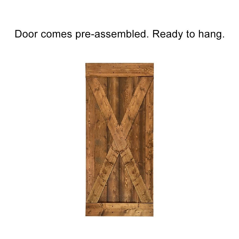 Weather Oak Stained Wood Interior Sliding Barn Door with Hardware Kit O268