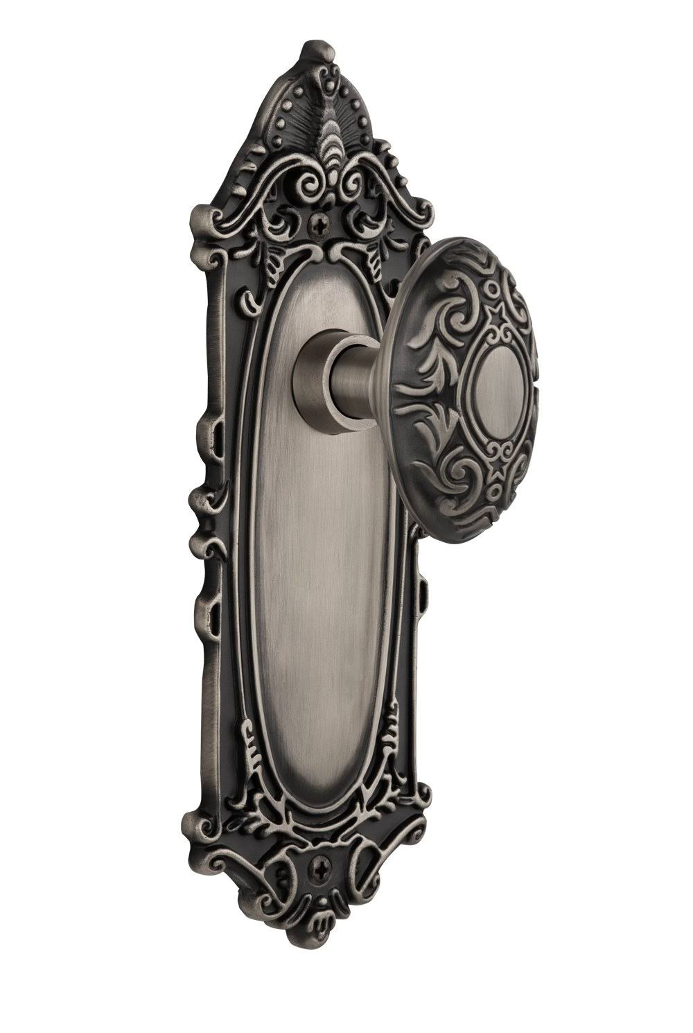Victorian Passage Door Knob, Antique Pewter D75342