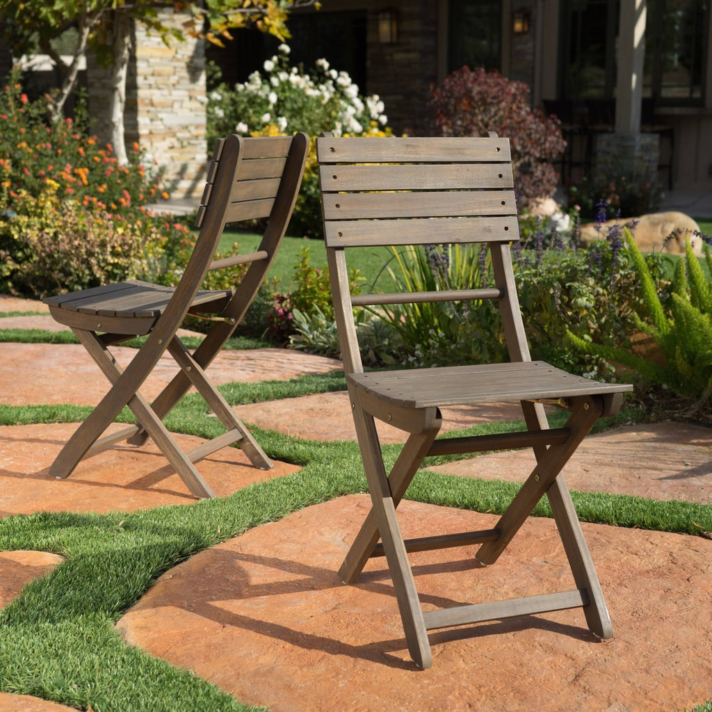 White Acacia Wood Folding Dining Chair Set of 2 P702