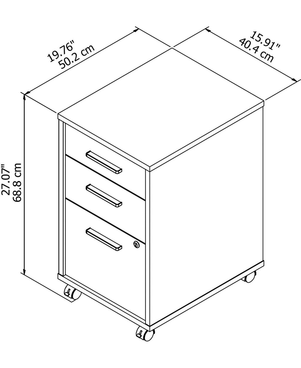 Cocoa 3-Drawer Mobile File Cabinet K3479