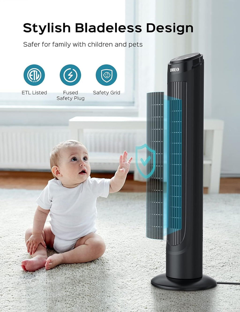 40" Oscillating Tower Fan with Remote, 12 Modes, 12H Timer, LED Display, Pack of 2 S238667