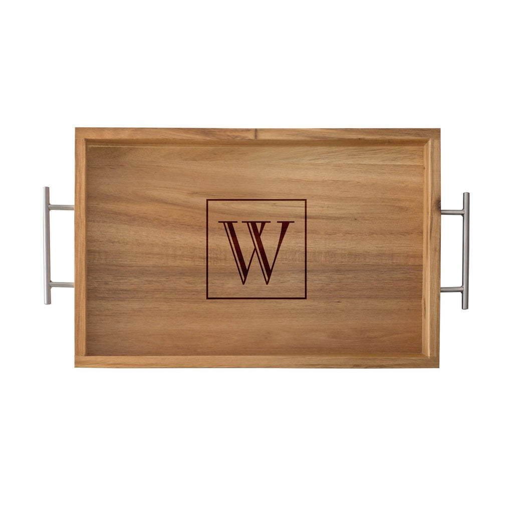 Acacia Tray with Metal Handles Y5050