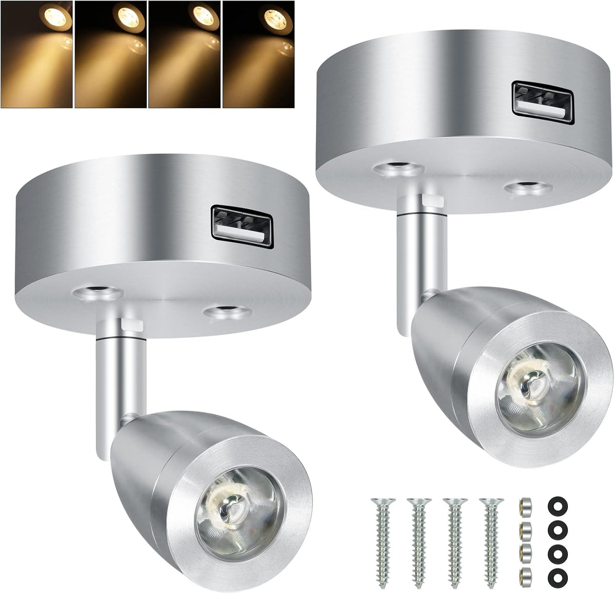 4PCS DC12-24V LED Aluminum Dimmable Warm White Reading Lamp Z118687