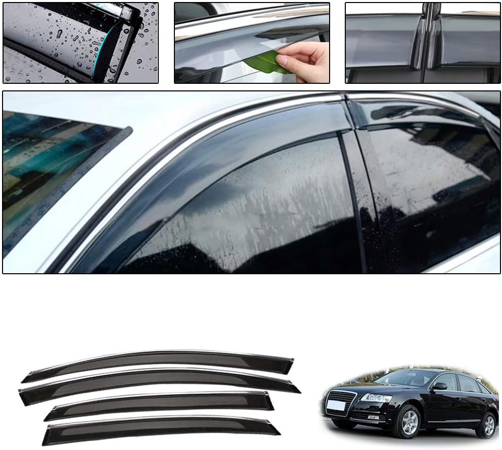 Smoke Tape-On Side Window Deflectors for A6L 2005-2011 Q59434