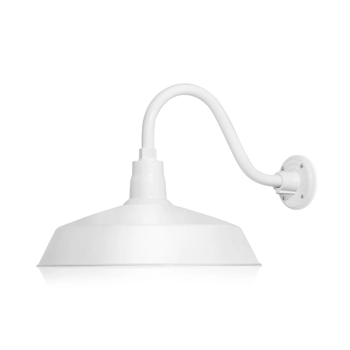 17in. White Outdoor Gooseneck Barn Light Fixture With 14.5 in. Long Extension Arm - Wall Sconce - 9W 900lm A19 LED Bulb (5000K Cool White) R504959