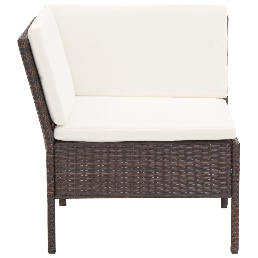 3 Piece Poly Rattan Patio Conversation Sofa Set with Ottoman M877061