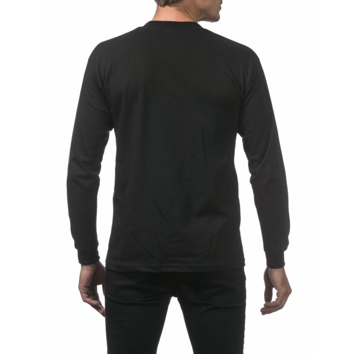 Pro Club Men's Heavyweight Cotton Long Sleeve Crew Neck T-Shirt Black