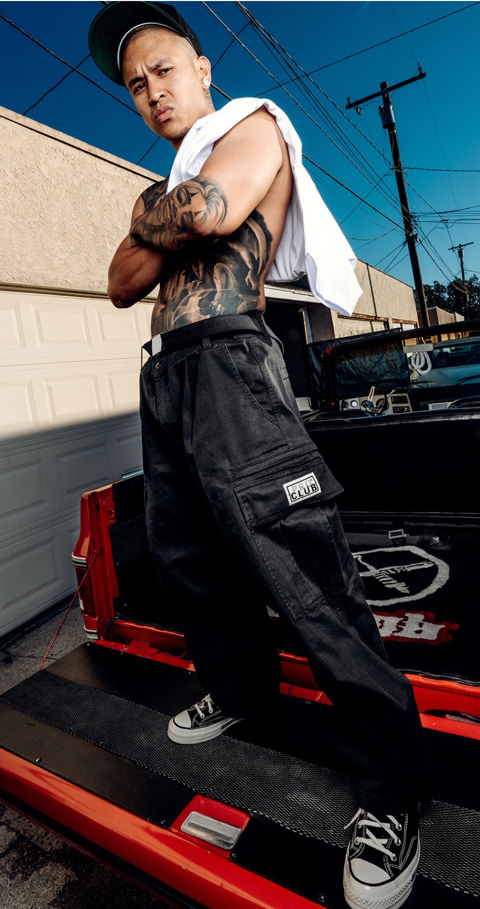 Pro Club Men's Heavyweight Twill Pleated Wide Leg Cargo Pant