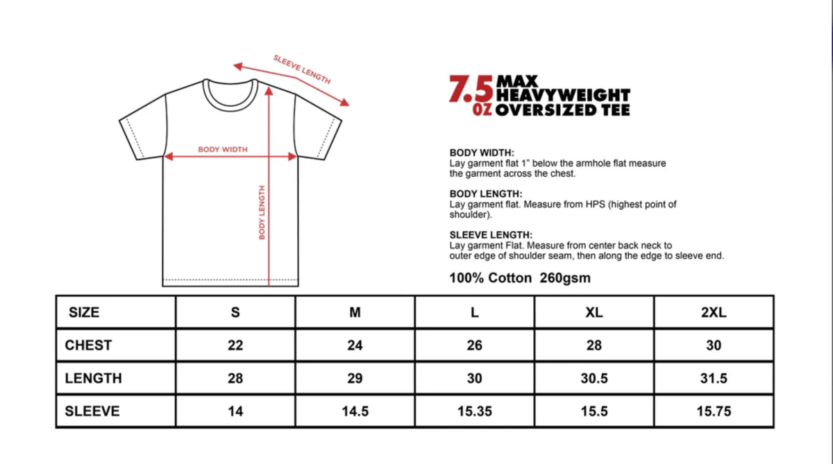 Shaka Max 7.5oz Oversized Heavyweight T Shirt